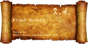 Kropf Arnold névjegykártya